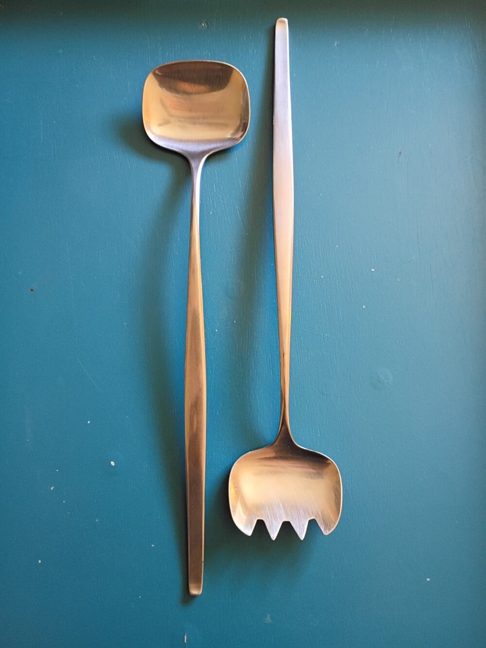 WMF Flatware Stainless Steel Laurel Salad Serving Set 12"